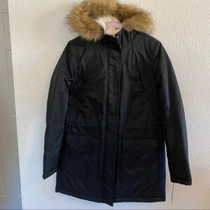 Levi’s Long Faux Fur Hood Coat Black Small
